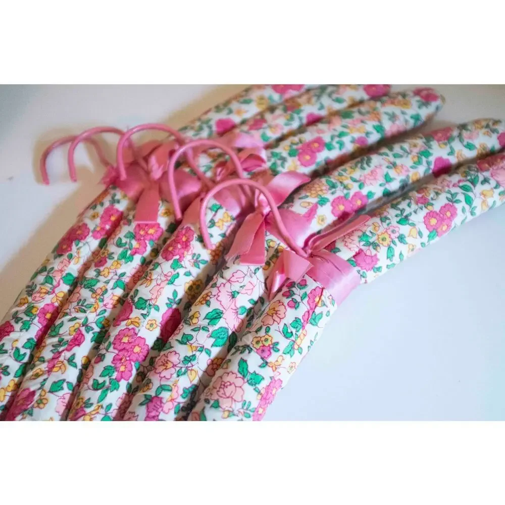 Cloth Covered Floral Hangers | Vintage Set of 5